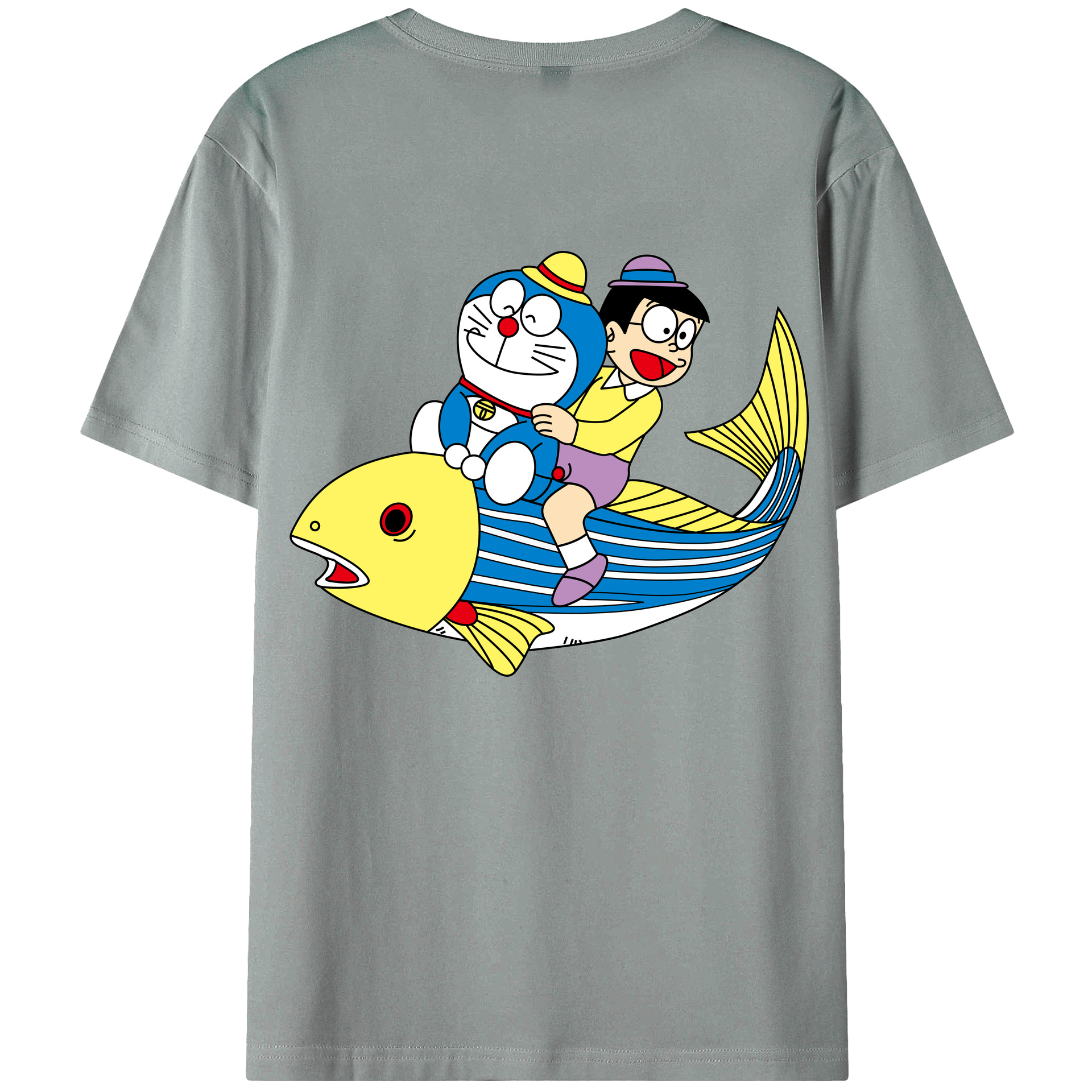 （画像用） ドラえもん 野比 のび太 Doraemon Nobita Nobi 綿100％ メンズ半袖Tシャツ（バックプリント） 通気性